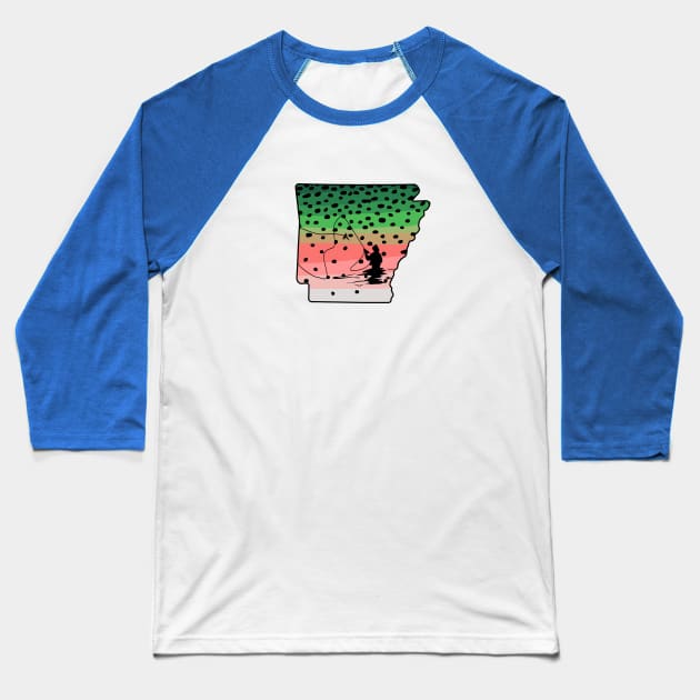 Rainbow Trout Fly Fish Arkansas Fly Fishing Fisherman Gifts Baseball T-Shirt by TeeCreations